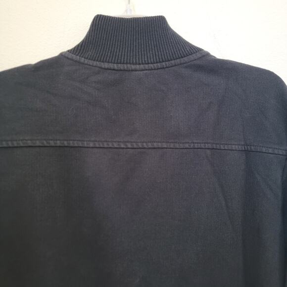 RVCA Full Zip‎ Bomber Aviator Jacket Black Sz Large Pockets Ribbed Collar Cotton - Picture 7 of 15